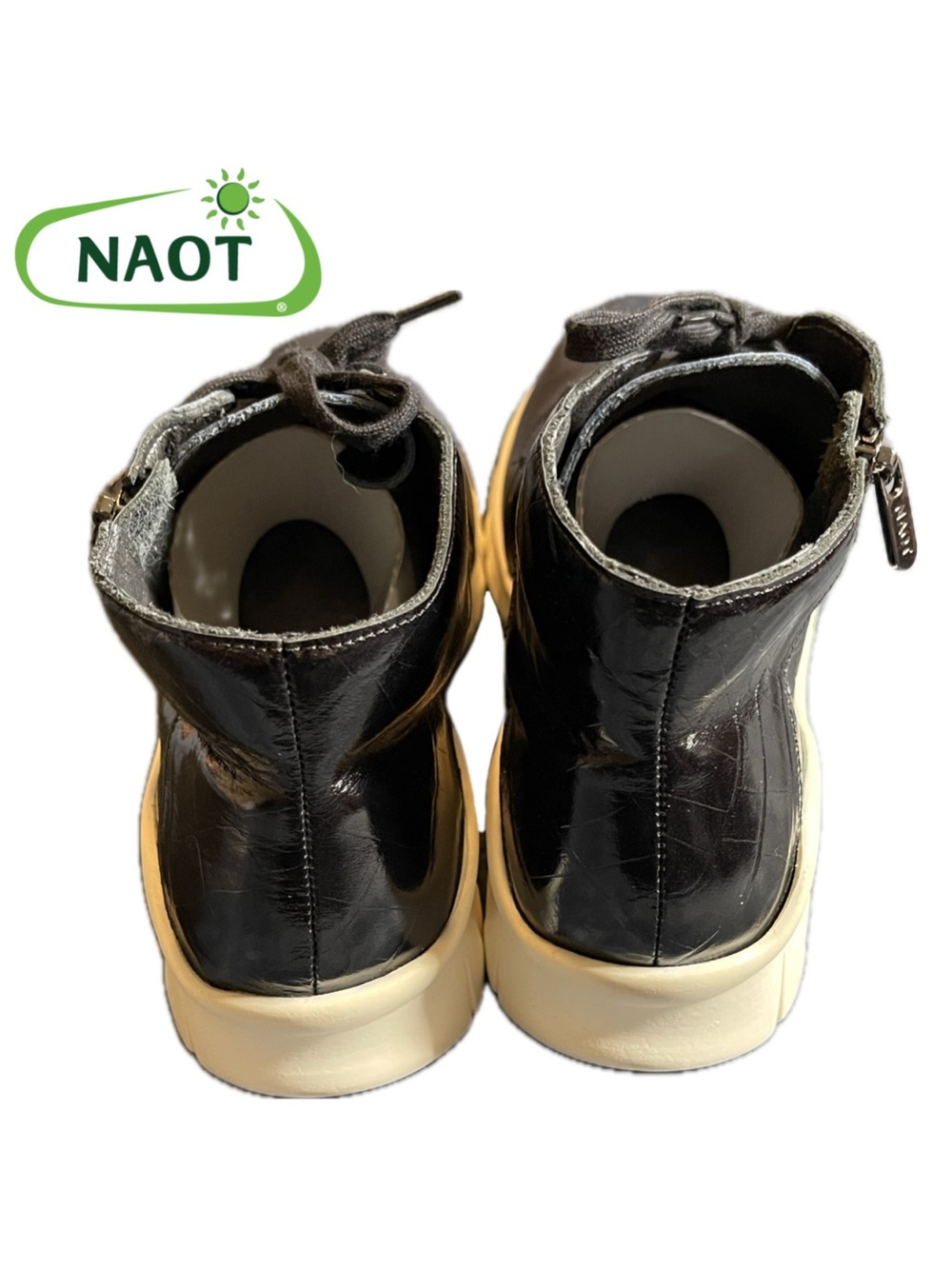 LNIB Naot Polaris Leather HighTop Sneaker Comfort Bootie Navy Ink Black Croc 40 - Picture 4 of 11